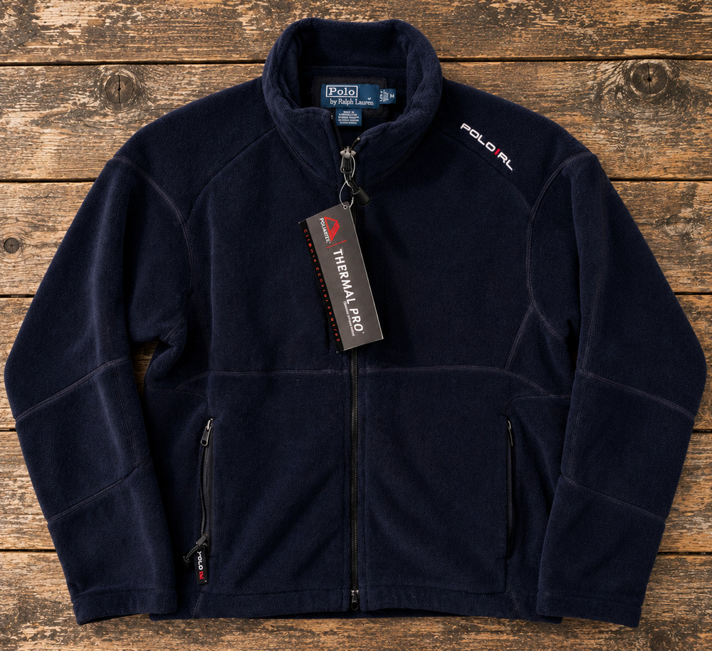 Polo Ralph Lauren Polartec Thermal Pro Fleece Jacket M Navy 90s NWT USA Fabric